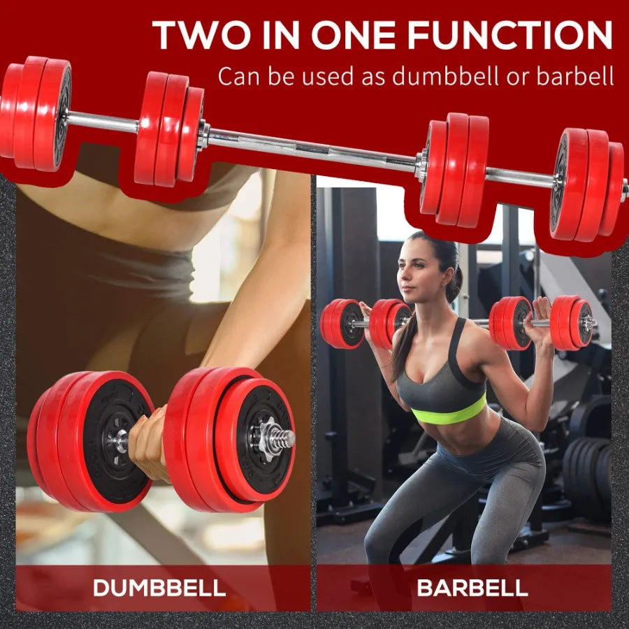 66lbs Dumbbell and Barbell Adjustable Set Two-In-One Strength Muscle Exercise Fitness Plate Bar Clamp Rod for Home Gym