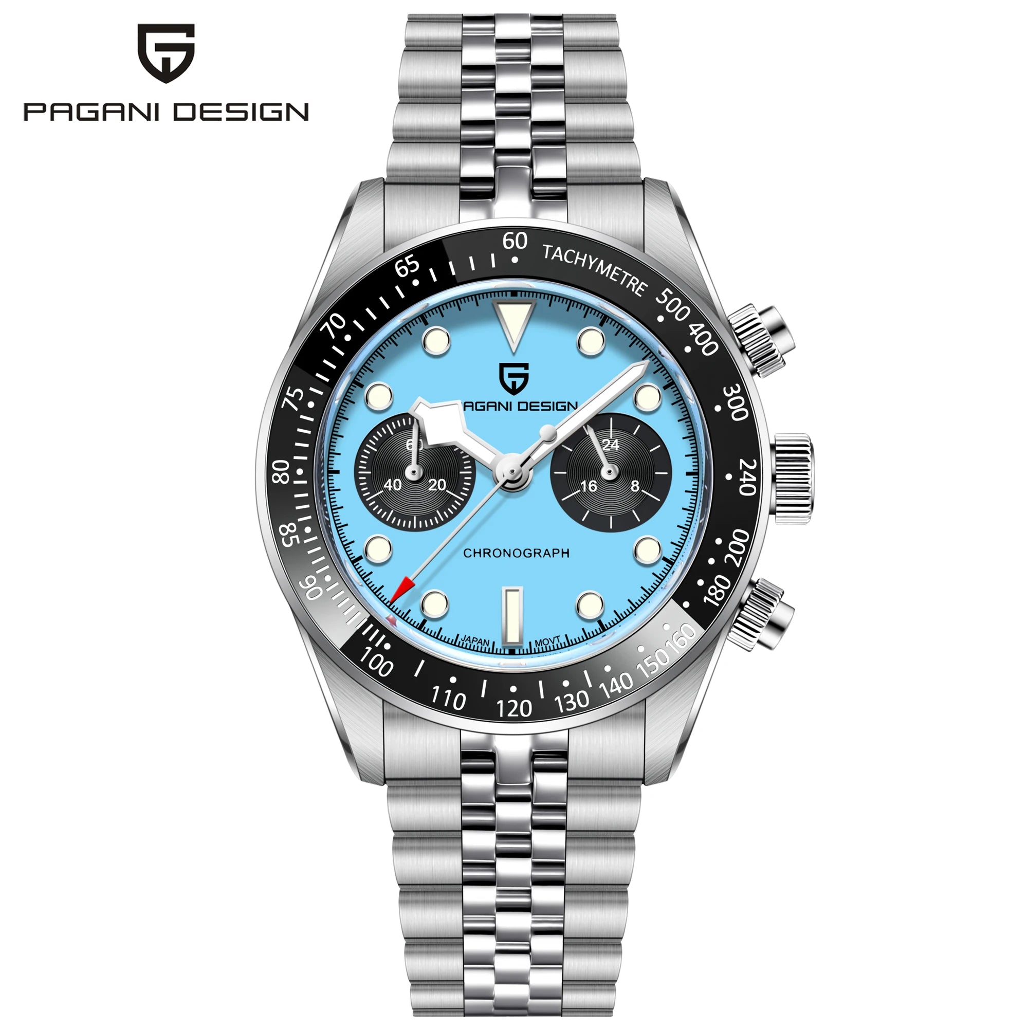 PAGANI DESIGN Chronograph Sport Men's Watches BB Panda Quartz Watch Men Stainless steel bracelet 100M Waterproof Wristwatch Men