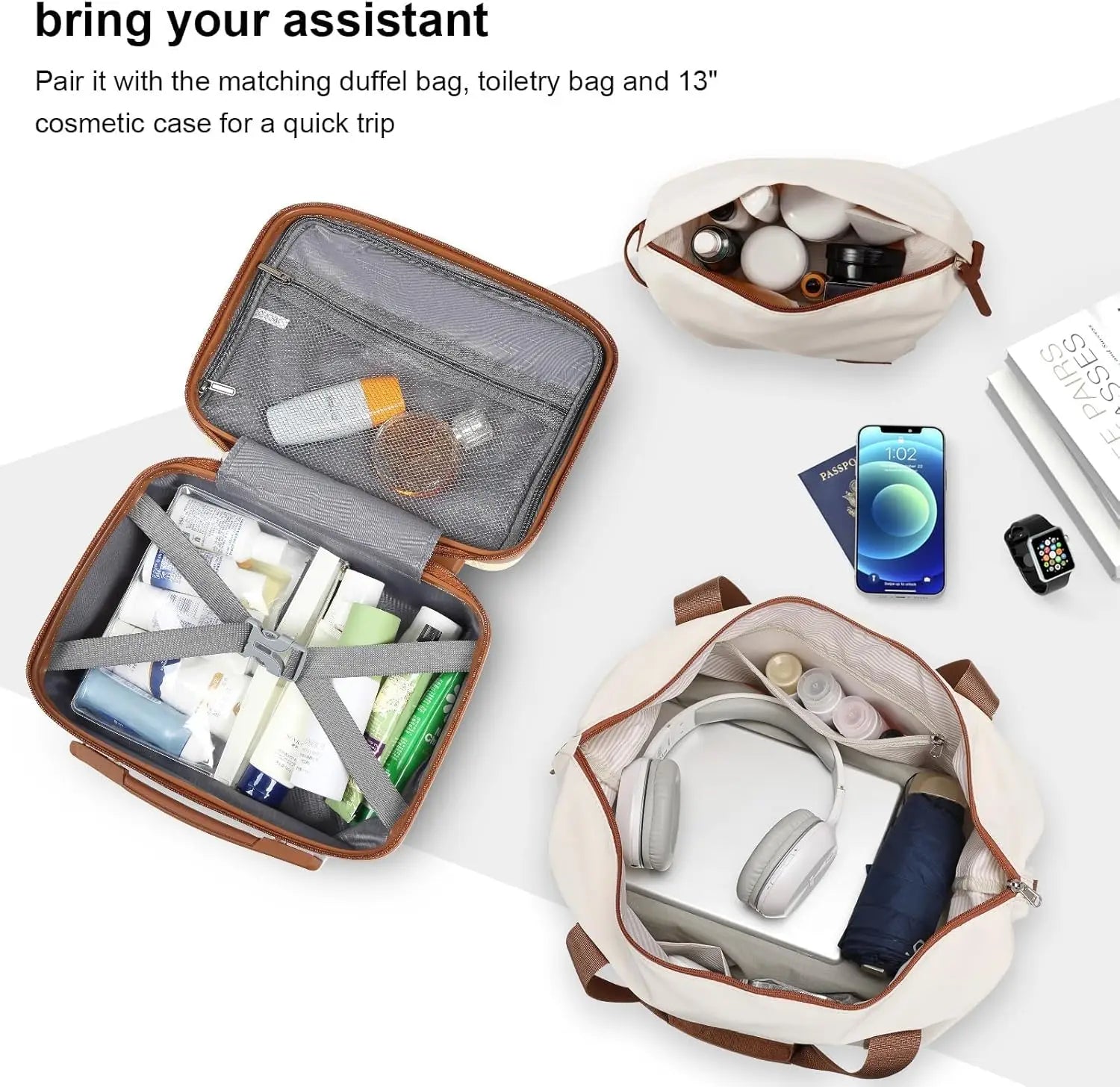Hard Shell Luggage Set 2-Piece 20in & 24in Suitcases with Spinner Wheels & TSA Lock Expandable White