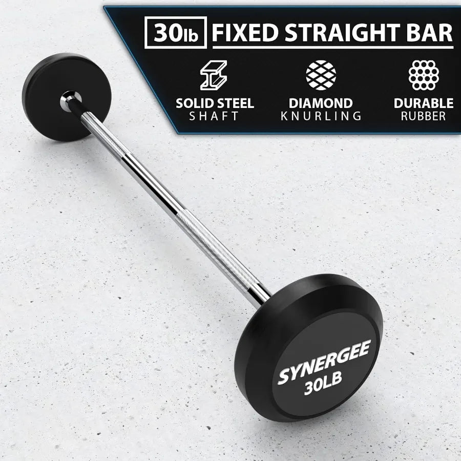 Fixed Barbell Pre Weighted Straight Steel Bar with Rubber Weights Fixed Weight