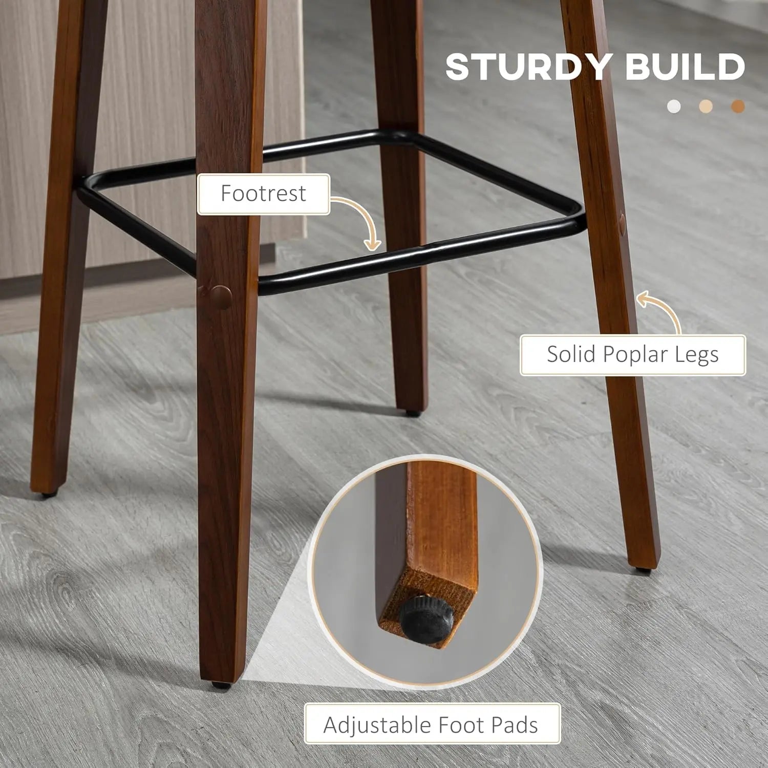 Bar Height Bar Stools, PU Leather Swivel Barstools with Footrest and Tufted Back, Set of 2, Customized
