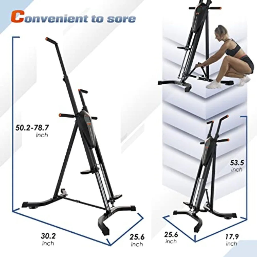 Vertical Climber, Folded Climbing Cardio Exercise Equipment Full Body Workout for Women Men, Stair Climber with 5 Height Adjusta
