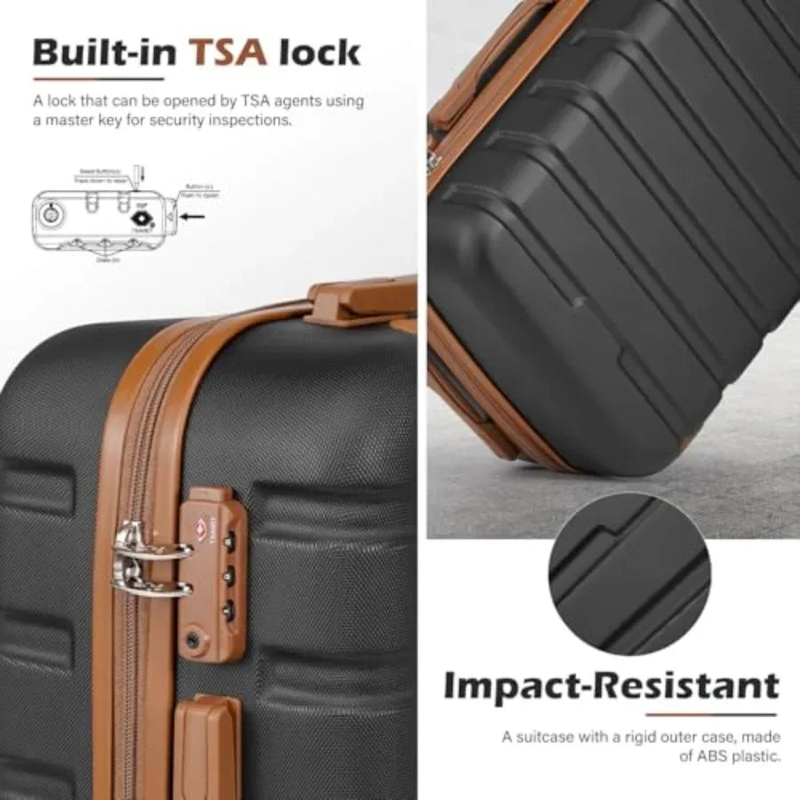 Coolife Luggage 3 Piece Set Lightweight Durable Hardshell Suitcase with 360 Spinner Wheels TSA-approved Lock Checked Family Tra