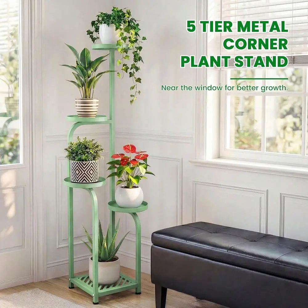 4 Tier Corner Plant Stand Indoor Outdoor, Heavy Duty Metal Flower Pot Holder Shelf For Multiple Plants, Space Saving ,Tall Meta