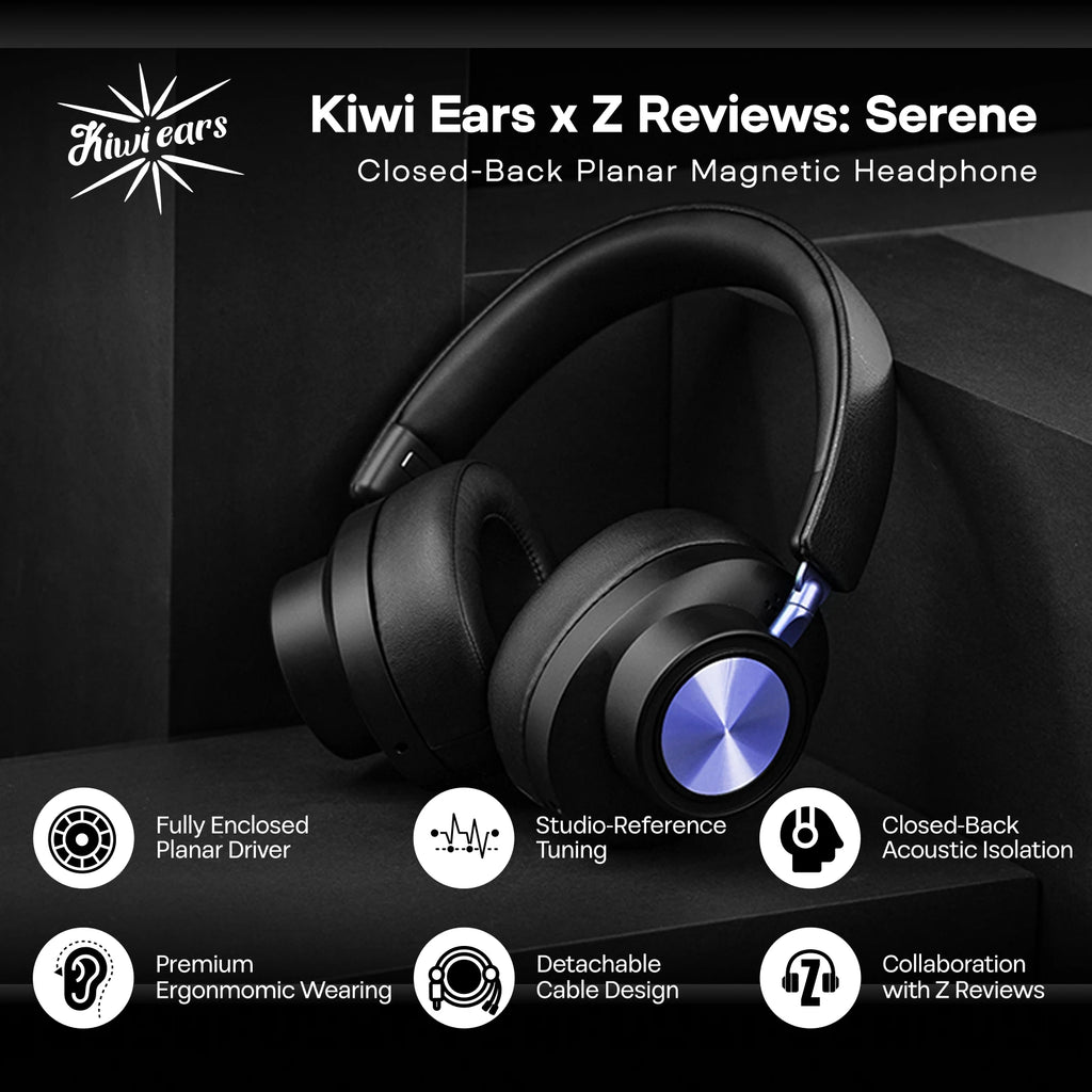 Kiwi Ears x Z Reviews: Serene Closed-Back Planar Magnetic Headphones Wired Connection with Professional Tonal Balance
