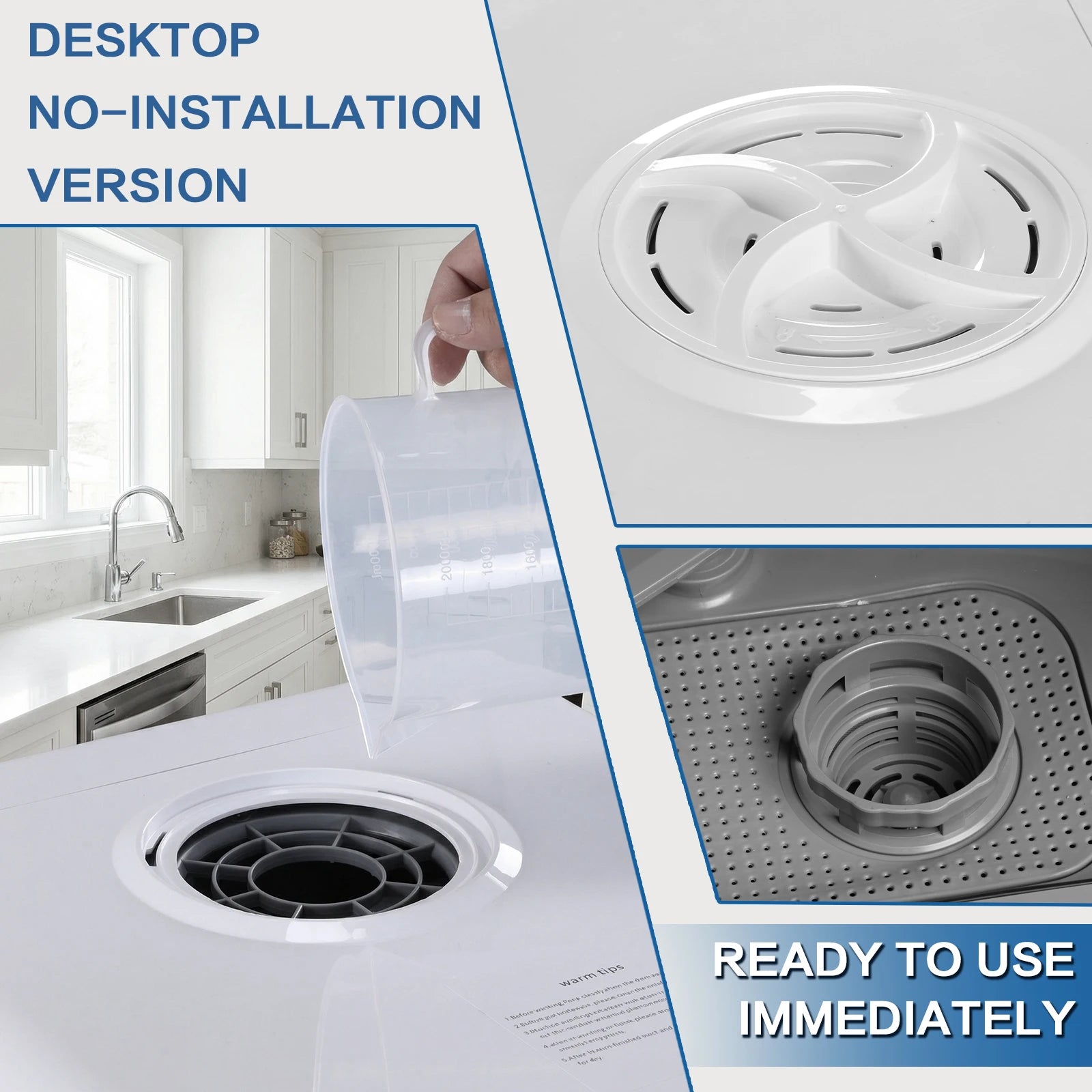 Portable Dishwasher with 6L Built-in Water Tank Automatic Dishwasher 360° Dual Spray High-Temp& Air-Dry Function for Apartments