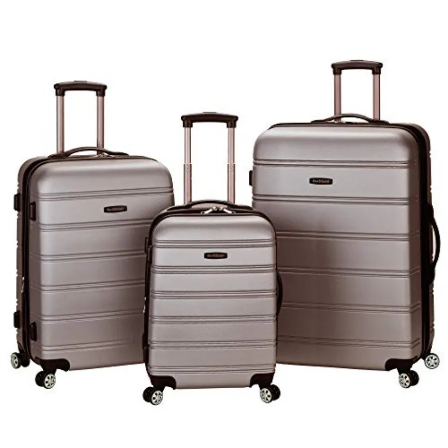 Rockland Melbourne Hardside Expandable Spinner Wheel Luggage Silver 3-Piece Set 20/24/28