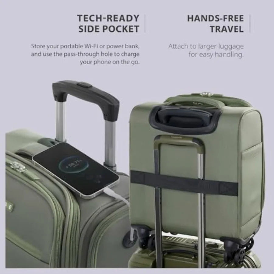 Verage Underseat Carry On Luggage with Wheels14.5-Inch Spinner Small Suitcase Softside Lightweight Travel Bag for Men and Women
