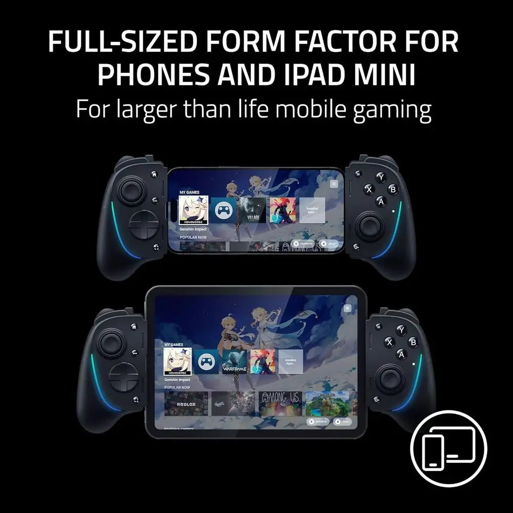 Ultra Gaming Controller for Android, iPe Series, iPad Mini Pro: Ergonomic Grip, Stream PC & PS5 Games, Mobile Gaming with RGB Li