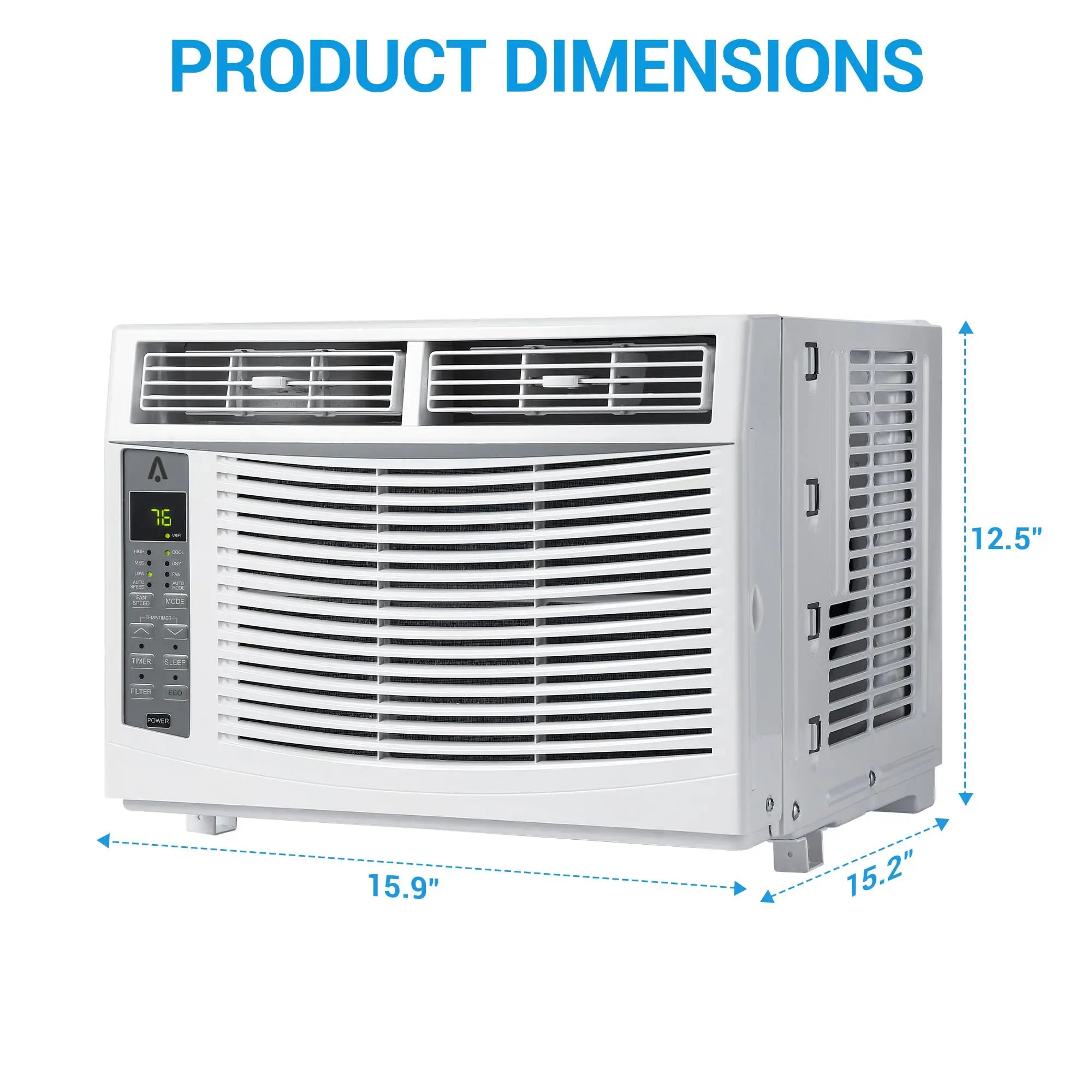 6000 BTU Window Air Conditioner, Smart WiFi AC Unit with Remote Control & Digital Display, Quiet Cooling for Small Rooms up to 250 Sq. Ft., Dehumidifier & Fan Modes, Easy Installation, White