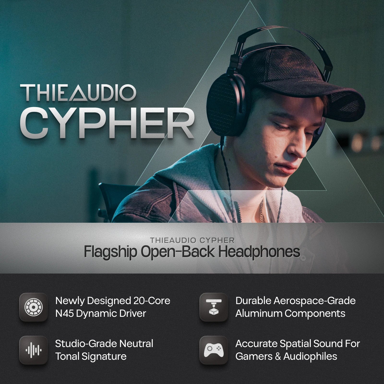 THIEAUDIO Cypher Flagship Dynamic Driver Open-Back Headphones with Deep, Articulate Bass & Neutral Midrange