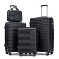 Carry on suitcase set for travel: PP spinner wheel luggage in black, 14/20/24/28, iron pull rod, combination password lock, inc