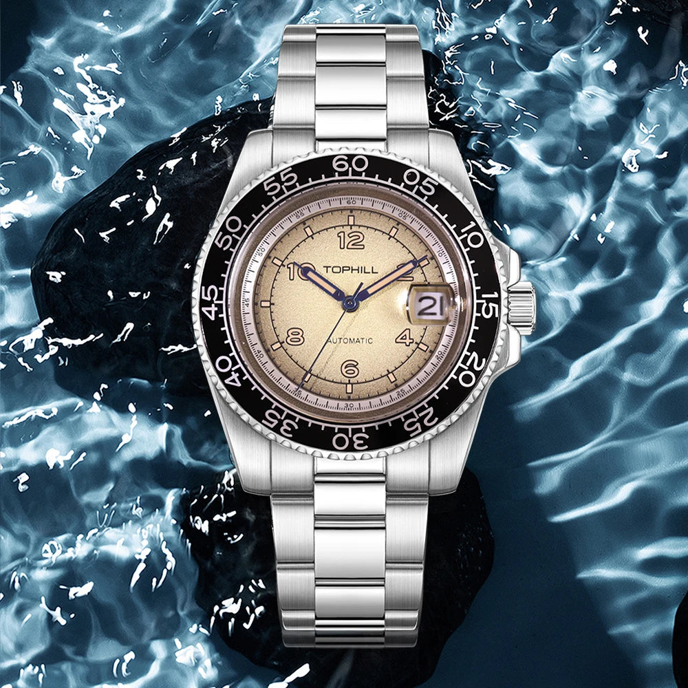 TOPHILL Men's  Automatic Mechanical Watch 41mm Sapphire Glass Luminous 30m Waterproof with Miyota 2813 Calendar Movement TD006G