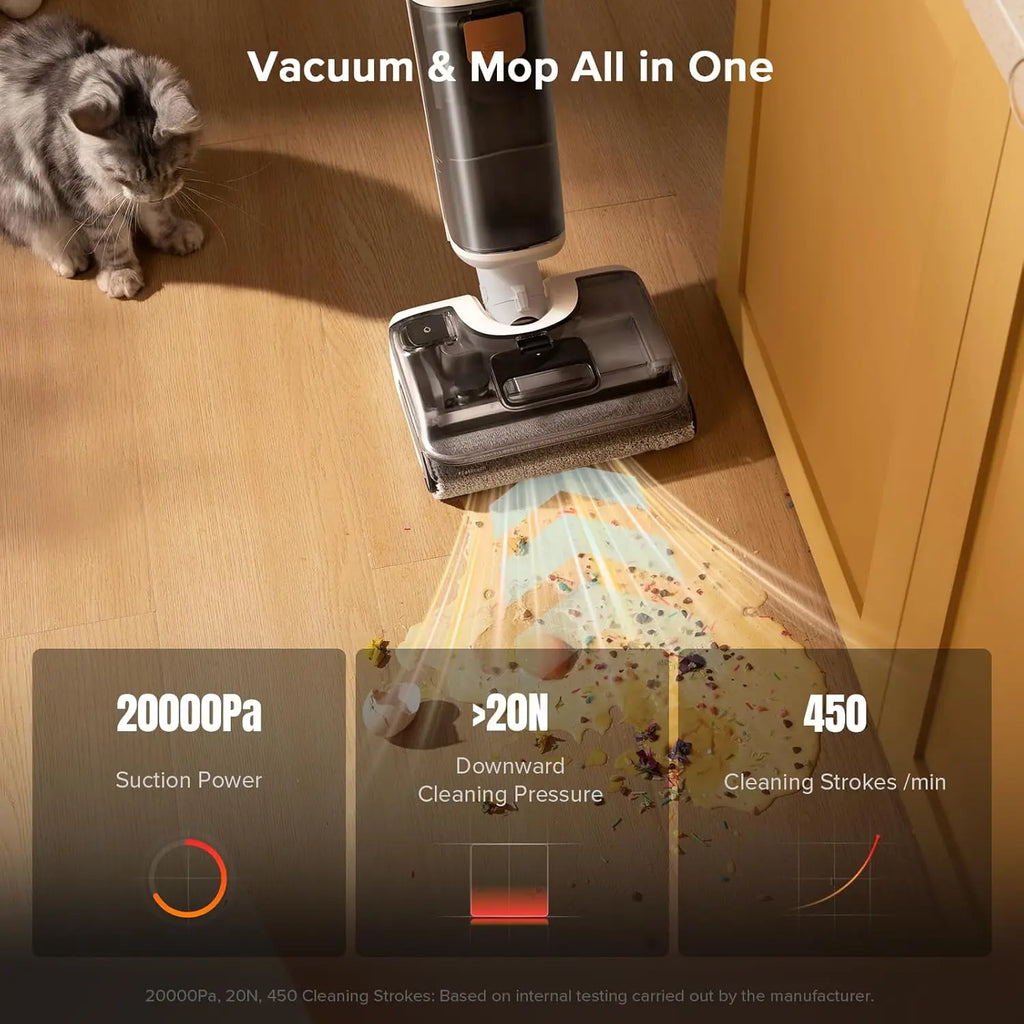 Cordless Wet Dry Vacuum Mop with 20000Pa Suction, Self-Cleaning Mop Combo for Tile Hard Floor