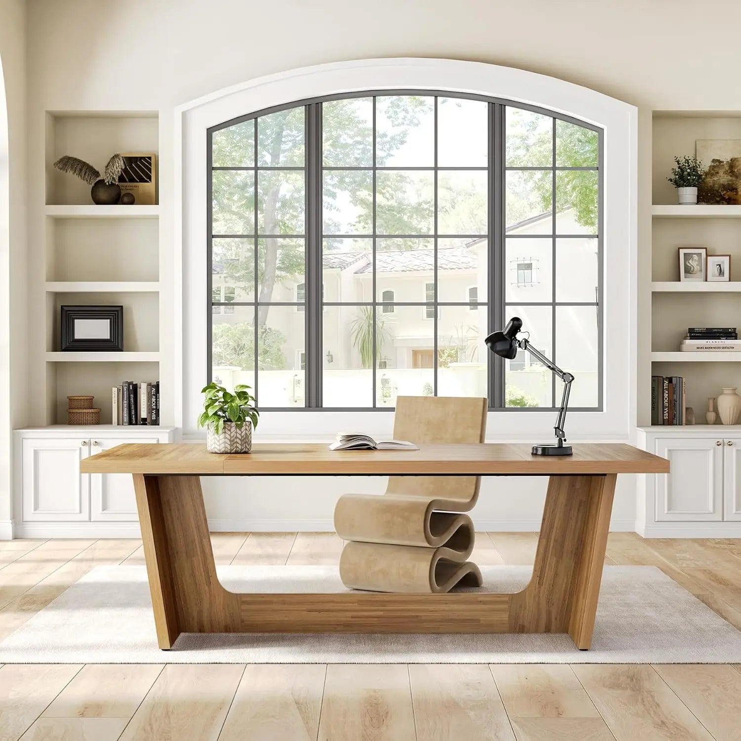 Executive Desk, Brown Computer Desk, Industrial Simple Study Writing Table, Large Workstation Business Furniture for Home Office