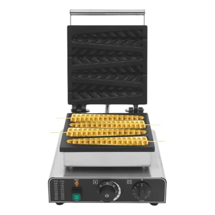 Commercial Waffle Maker 1750W Waffle Iron Kitchen Appliances 0-5 Minutes Timing 122-572 Temperature Enlarged Handle Indicator L