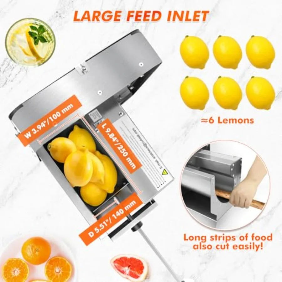 Electric Vegetable Slicer Commercial Fruit Cutter Stainless Steel 0-0.4'' Thickness Adjustable with Manual Mode for Tomato Onio