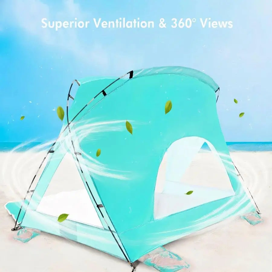 Tent, Portable Sun Shelter for 2 3 4 68 Person with UPF 50 UV Protection, Easy Setup Waterproof Beach Shade Canopy Cabana for Fa