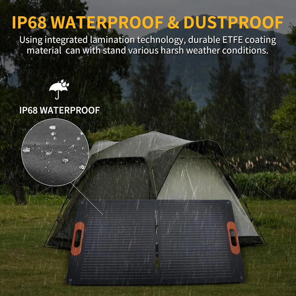 100W Portable Solar Panel for Power Station Generator, Foldable with MC4 Output and 3-in-1 DC Connector, High Efficiency for