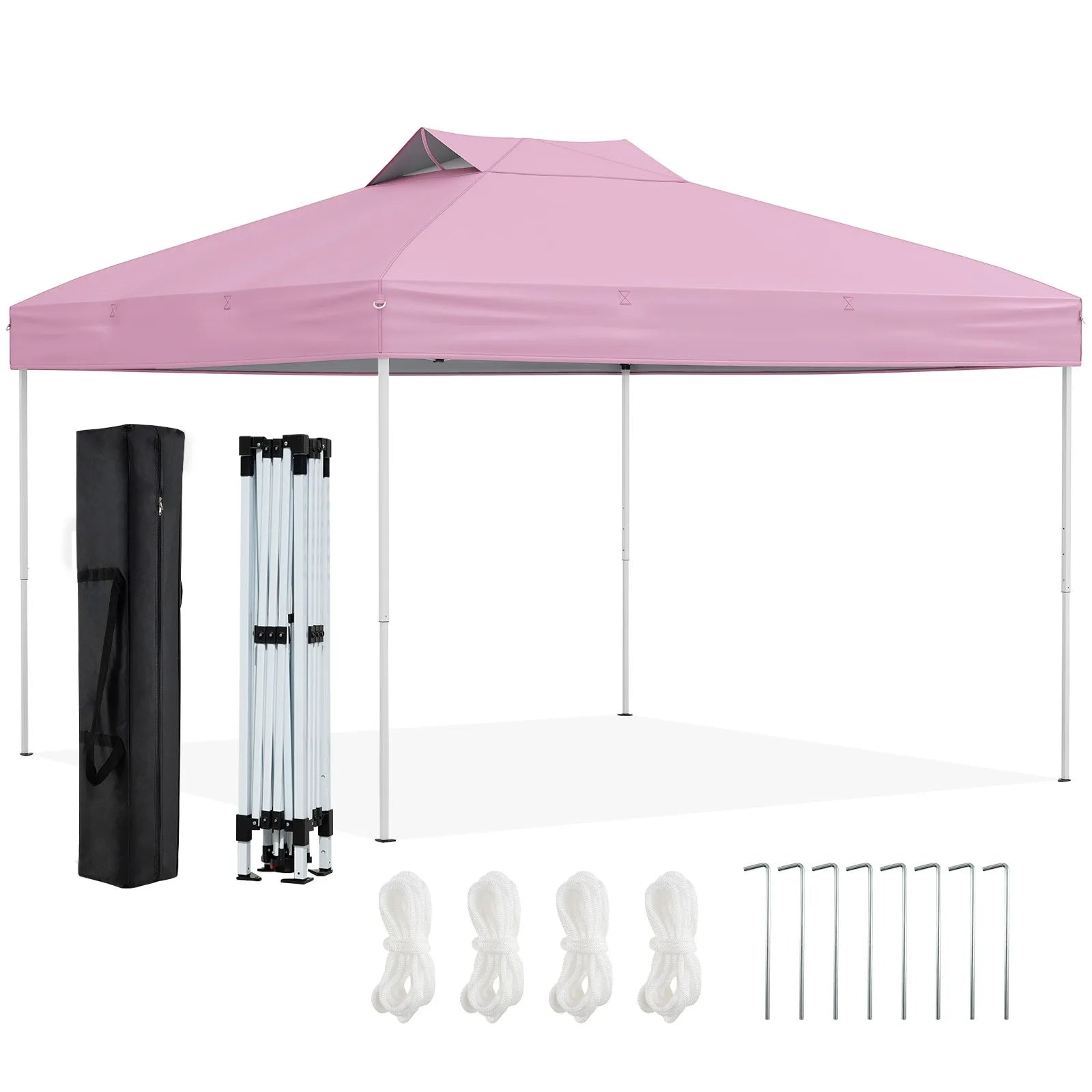 10 X 10 FT 1-Person Setup Pop up Canopy Tent w/ 1-Push Center Lock Wind Ropes