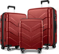 3-Piece Hardside Luggage Set with Spinner Wheels, TSA Lock, Expandable Lightweight Travel Suitcases for Women in Burgundy