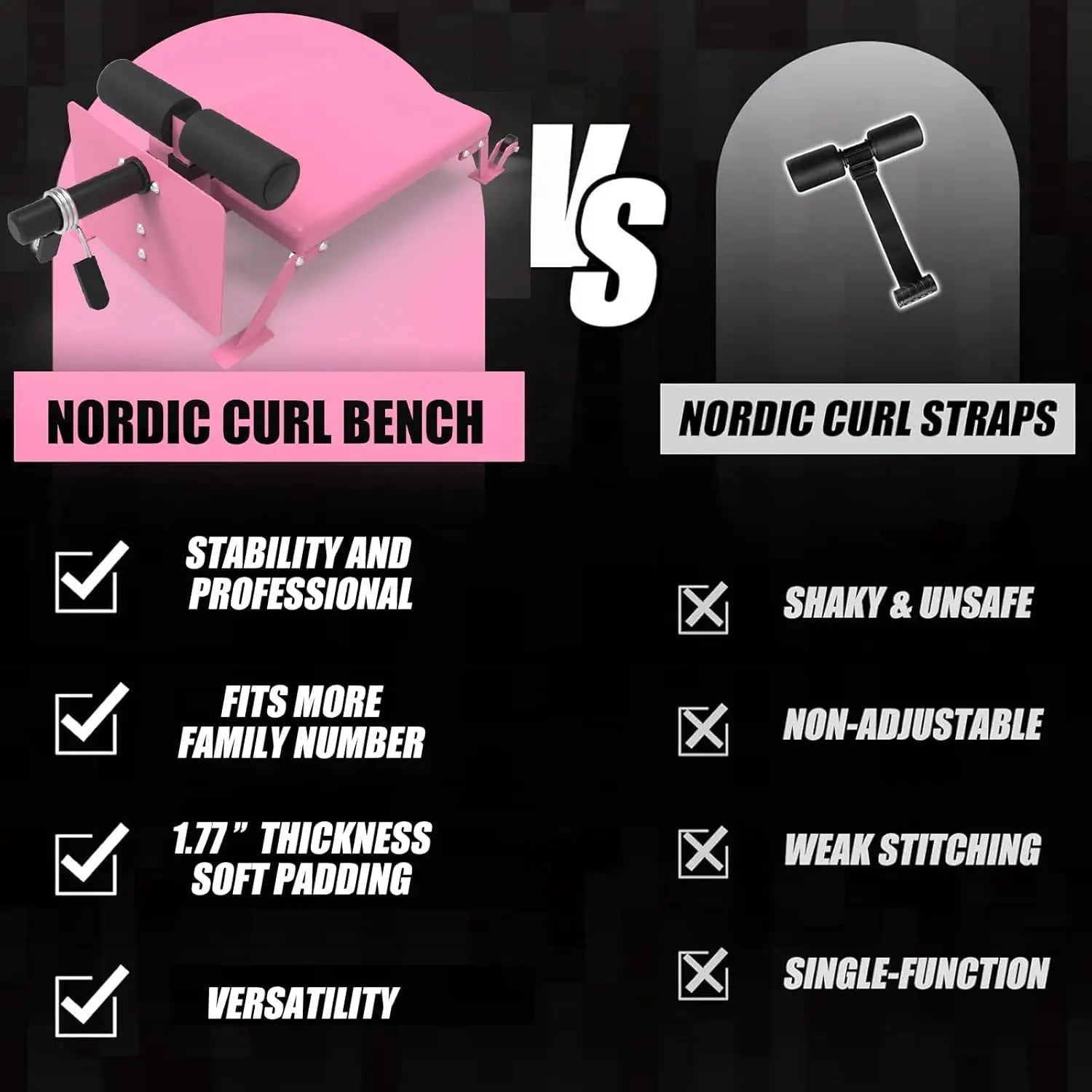 ‌Nordic Hamstring Curl Machine,Height Adjustable Nordic Curl Bench, Compact Home Gym Equipment for Strength Training for Home
