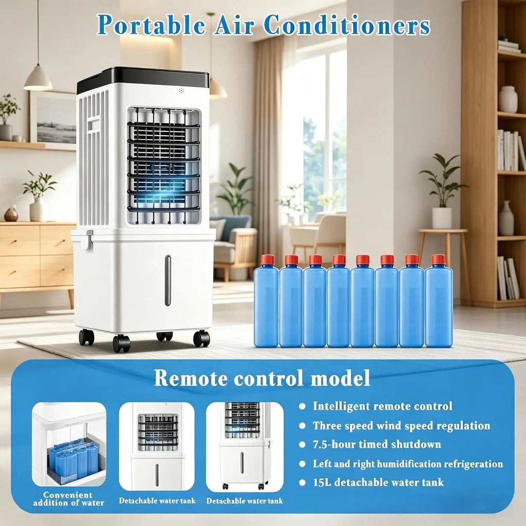 Portable air conditioner, 120° rotatable air cooler, 4.2-gallon water tank