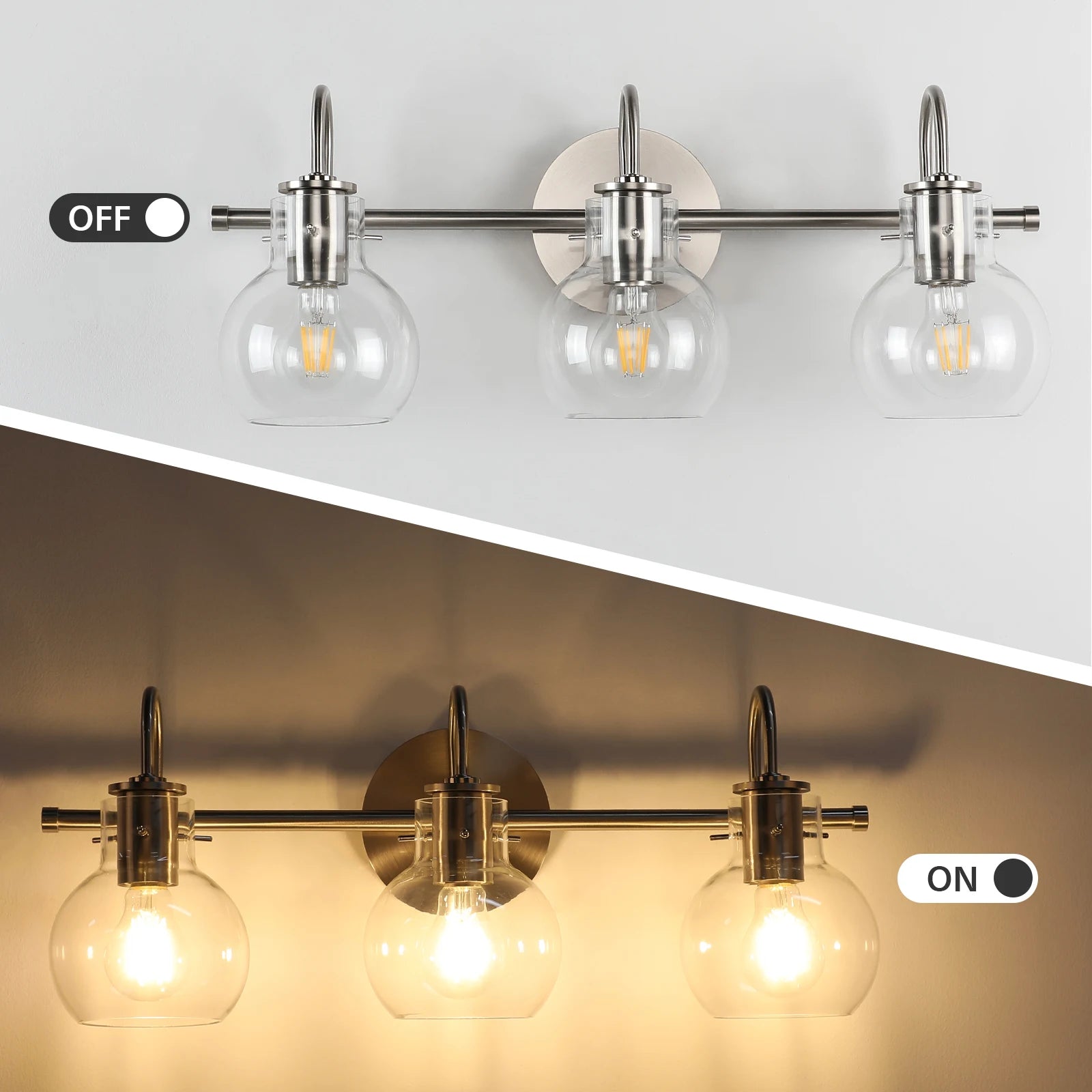 Modern Minimalist Vanity Lamp And Bathroom Wall Sconce With A Spherical Glass Shade – Ideal For Powder Rooms And Dressing Rooms