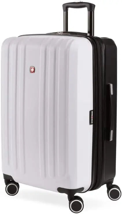 Expandable Hardside Spinner Luggage, Black/White Checked-Large 28-Inch, Durable Travel Suitcase for Easy Mobility