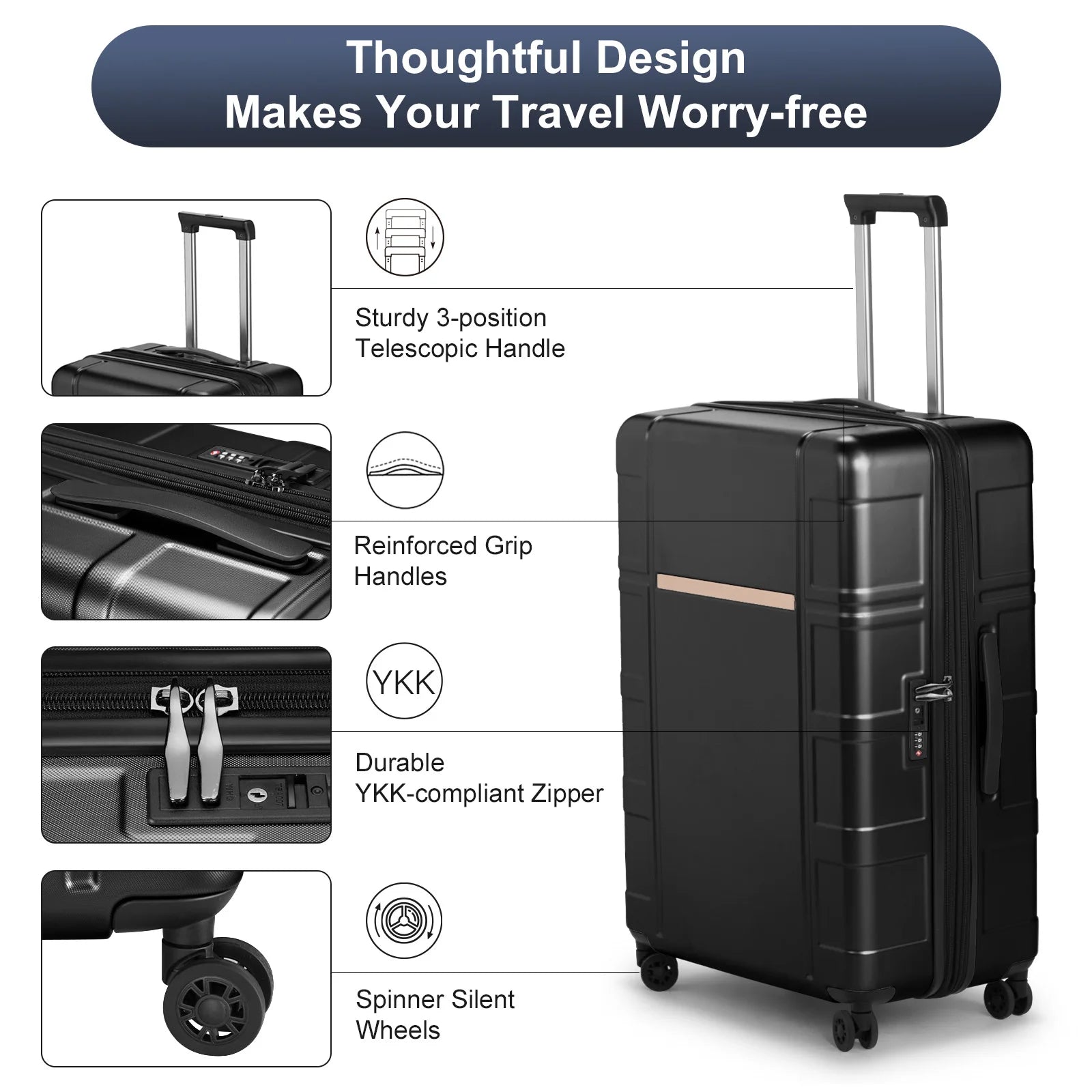 Luggage Expandable Suitcase PC+ABS 3 Piece Set with TSA Lock Spinner  suitcase Large capacity suitcase Chaoliu suitcase