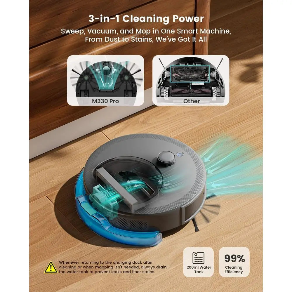 Advanced LiDAR Navigation Robot Vacuum Mop, 450ml Dustbin, Powerful Suction, Multi-Floor Mapping, Self-Charging, Compatible with