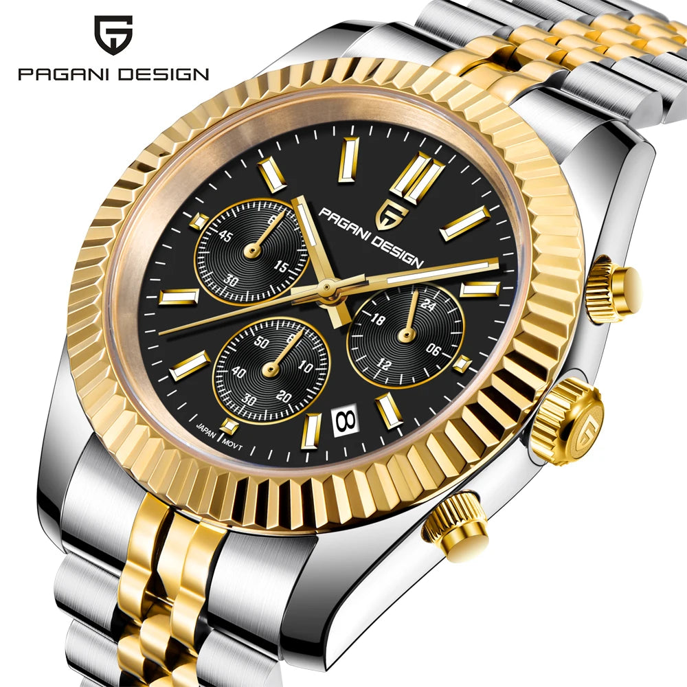 2025 New PAGANI DESIGN Men's Sports Quartz Watches Top VD53 Sapphire Stainless Steel 5Bar Waterproof Clock Chronograph