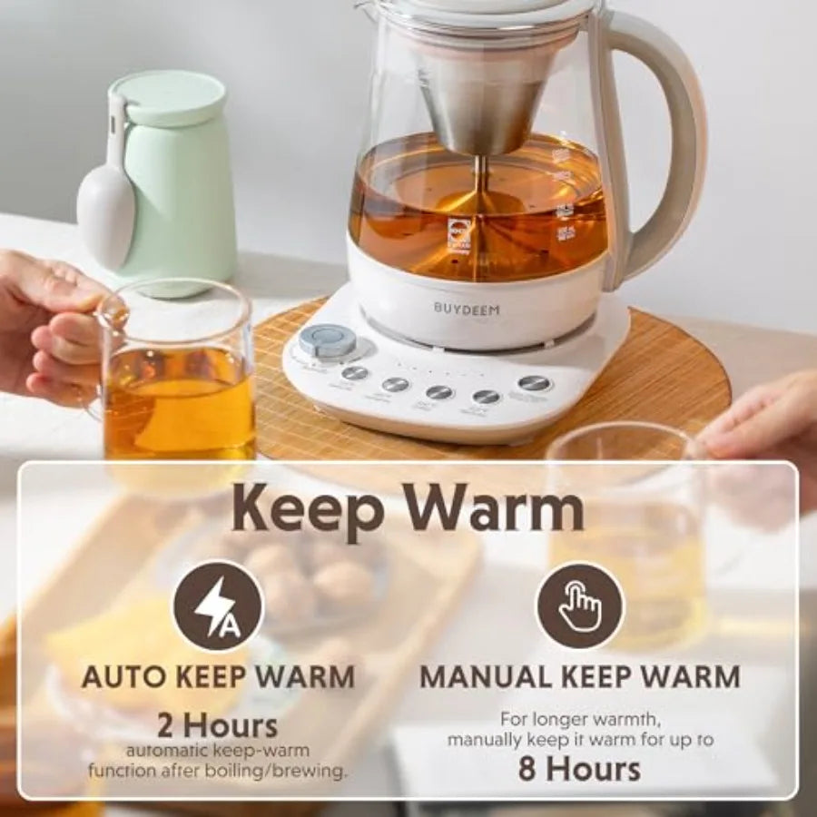 Electric Tea Maker K156 for Coffee and Tea 6 Brew Strengths 4 Temperature Settings Boil Dry Protection 2-Hour Auto Keep Warm Oa