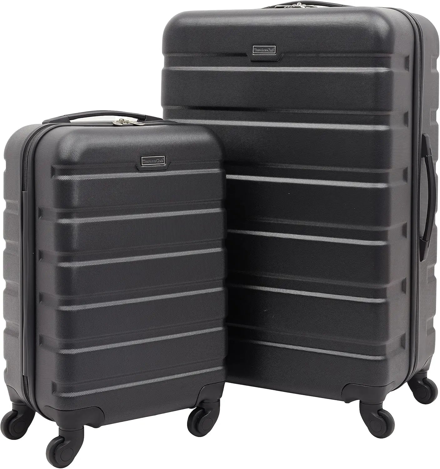 2-Piece Black Luggage Set for Travelers, Durable and Stylish Carry-On Suitcase with Spinner Wheels