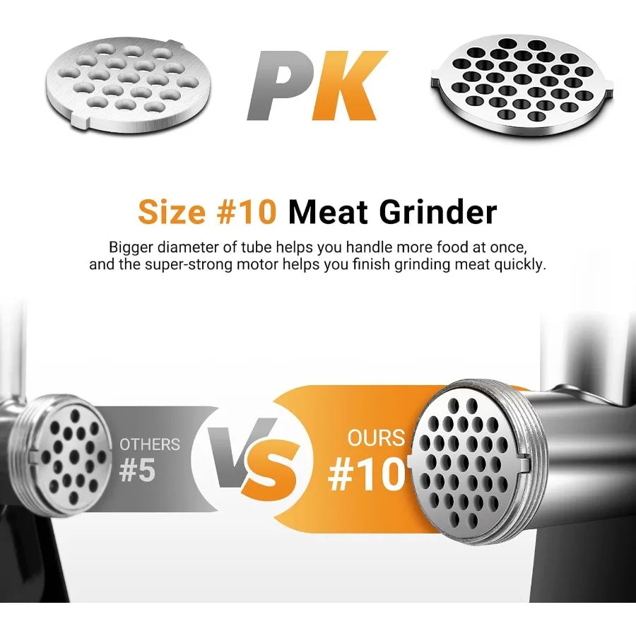 Heavy Duty Electric Meat Grinder with 3000W Motor for Home Kitchen Use Stainless Steel Construction with 3 Grinding Plates 3 Sa