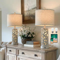 Vintage 2-Piece Table Lamp Set with USB and Night Light, 22 Arm, Bedroom and Living Room Lighting, Bulb Included