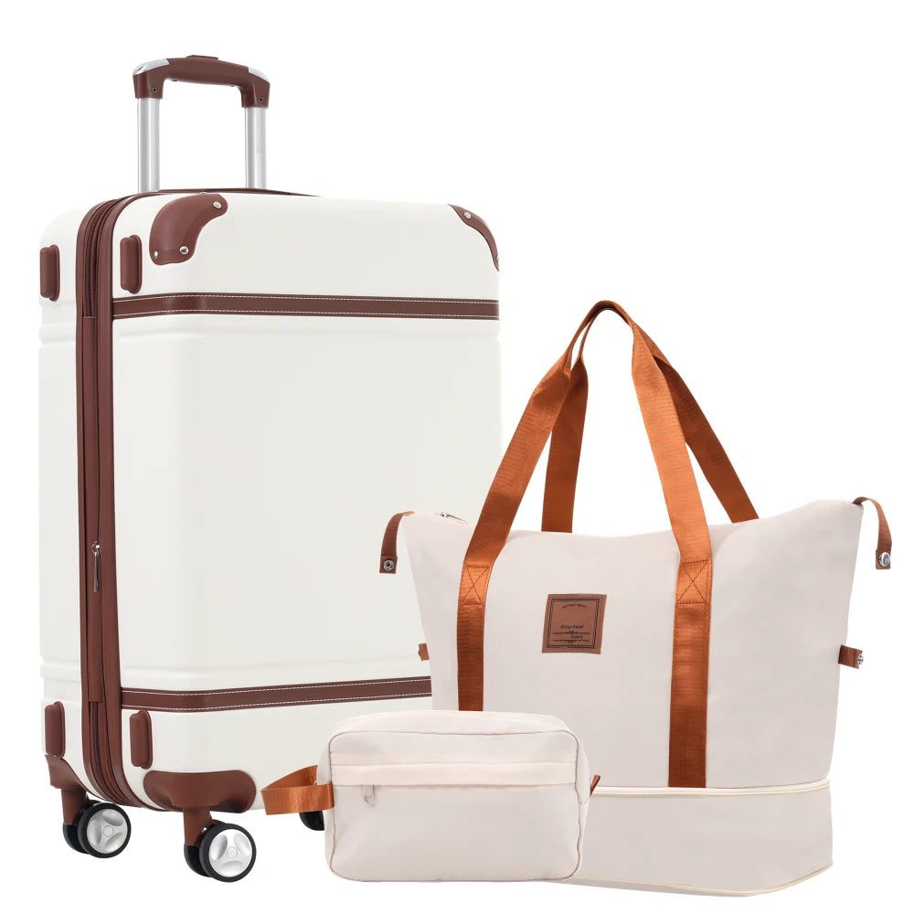 28"Hardshell Luggage Sets with Bags Lightweight Suitcase Double Spinner Wheels with TSA Lock ,Single Vintage Luggage ,Suitcase