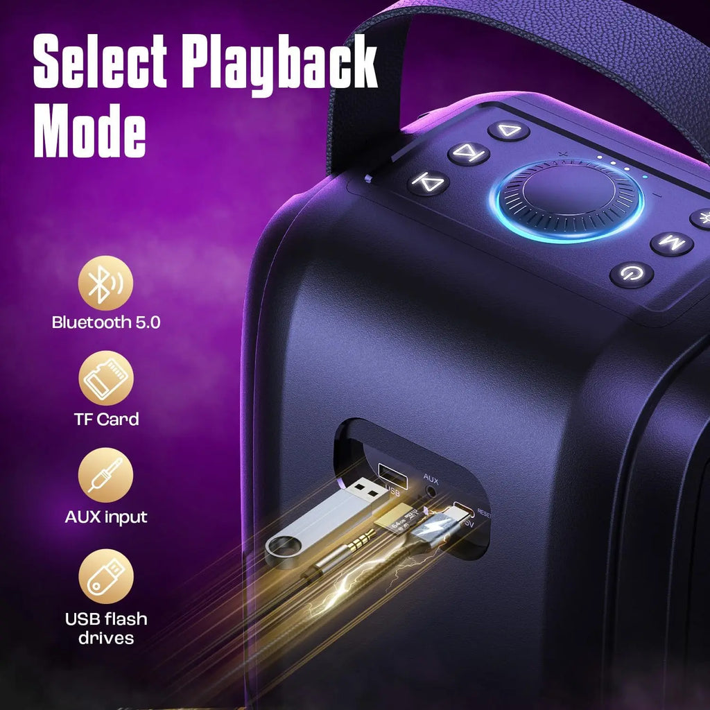 180W Max Loud Portable Bluetooth Speaker with Deep Bass, IPX5 Waterproof, 24H Playtime for Outdoor Parties