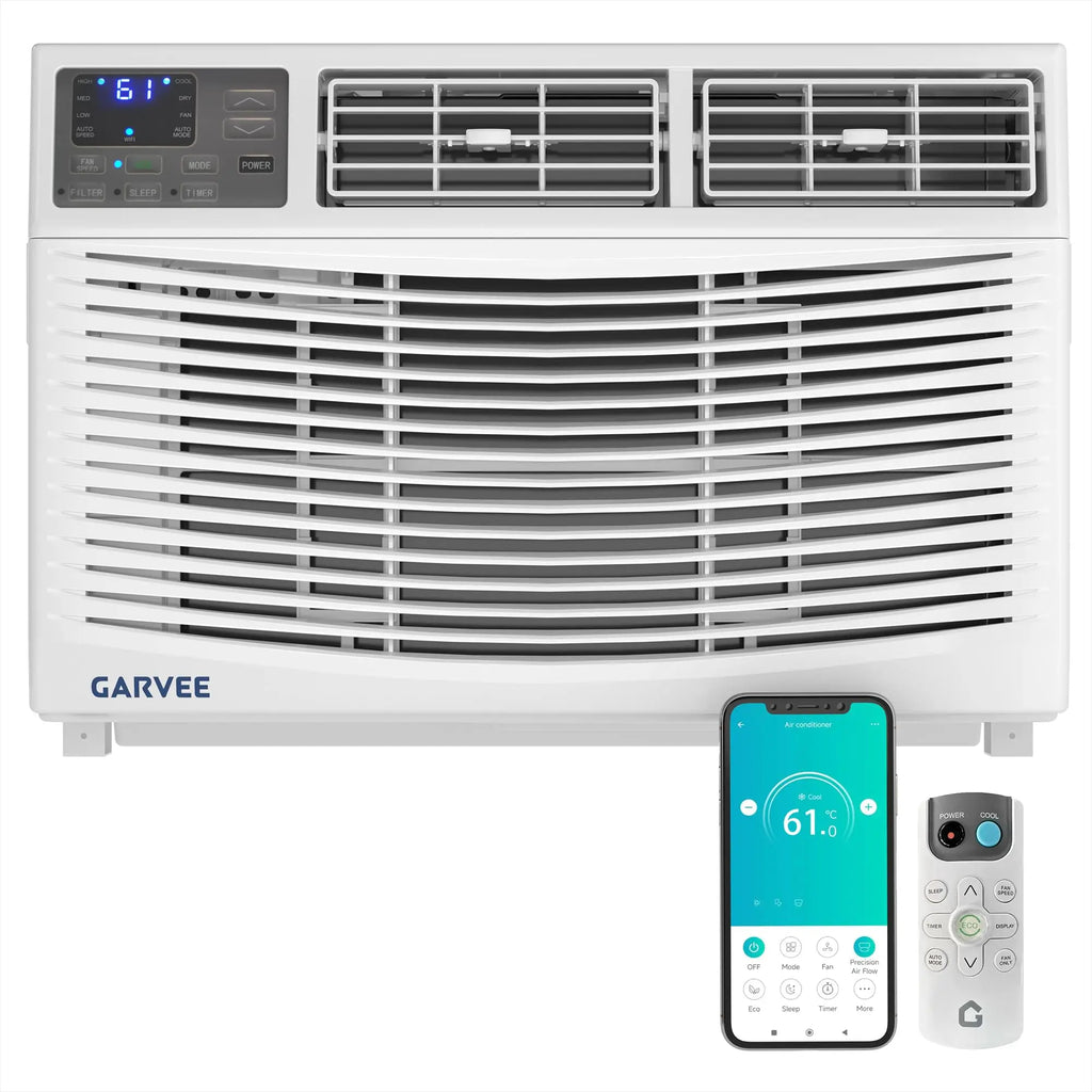 12000 BTU Window Air Conditioner Cools 550 Sq Ft, Quiet AC Unit With Remote, Auto-Cool & Energy Saving For Bedroom Office
