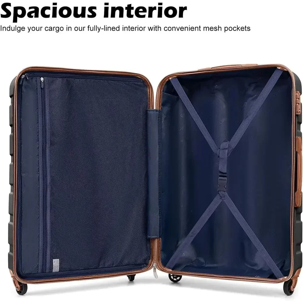 3-Piece Spinner Suitcase Set, Lightweight Hardshell with TSA Lock