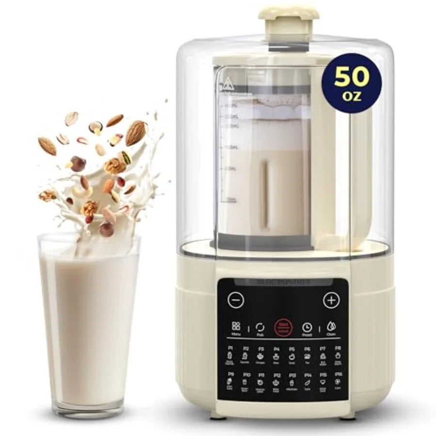 16-in-1 Blender Nut Milk Maker 50oz for Soy/Oat Milk Plant-Based Drinks Smoothie Soup with 8 High-Speed Blades Ultra-Quiet Oper