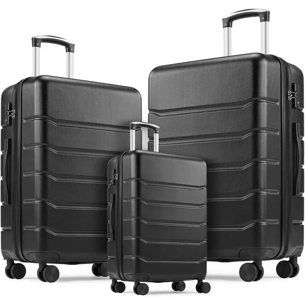 3-Piece Hard Shell Expandable Luggage Set with Spinner Wheels, TSA Lock, 20/24/28-Inch