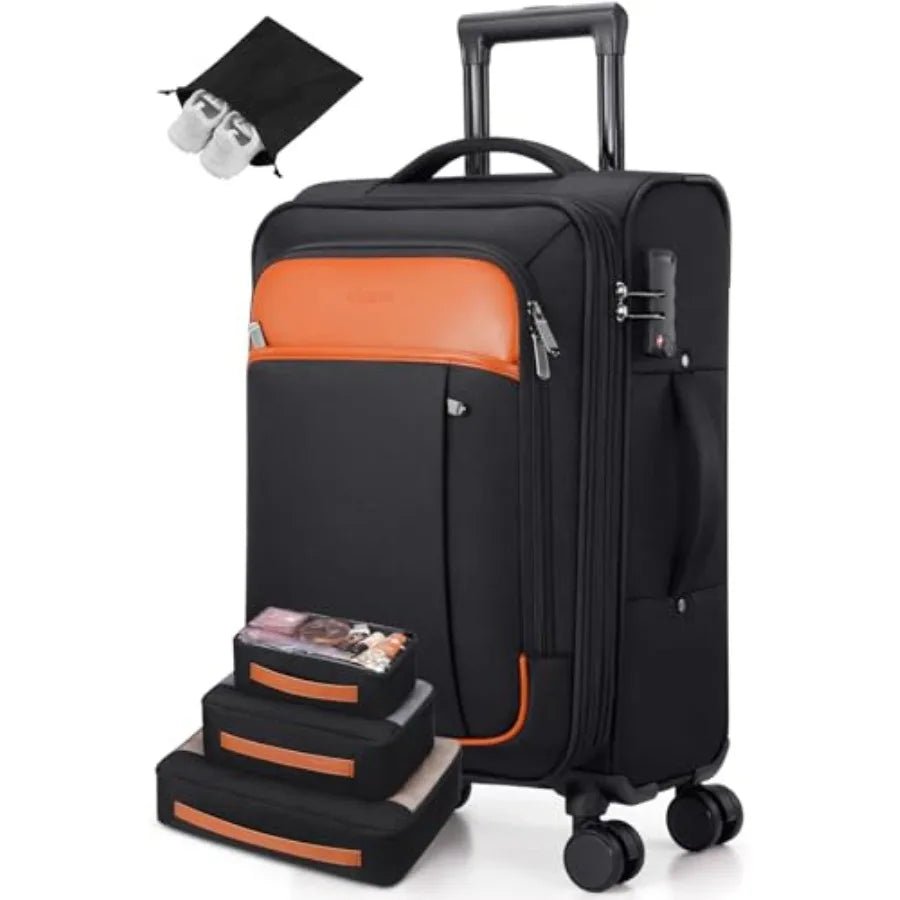 Softside Expandable Carry On Luggage 22x14x9 Airline Approved 20 Inch Suitcase with Wheels and TSA Lock Travel Suitcase with 4-