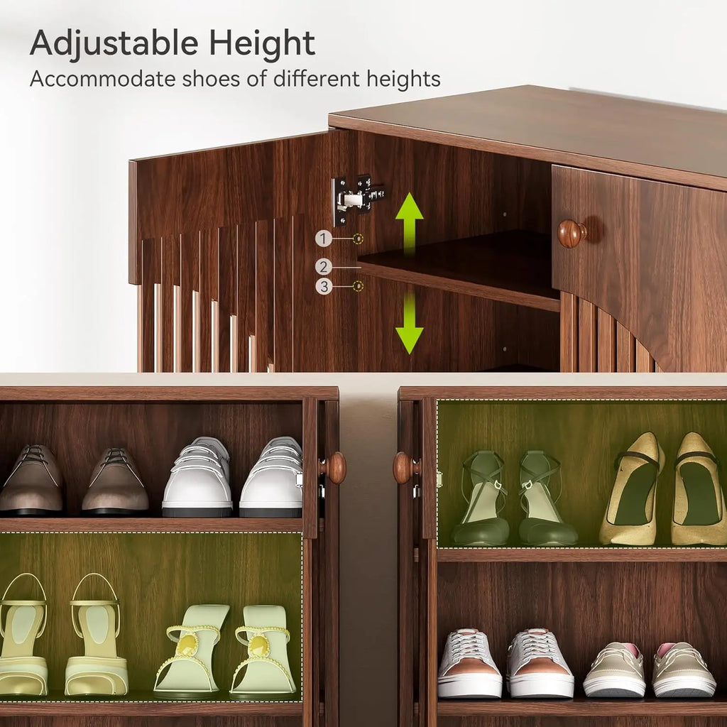 LITTLE TREE 5-Tier Shoe Cabinet, Adjustable Height Shelves, 39.8" Tall Farmhouse Style Shoe Organizer for Living Room, Entryway