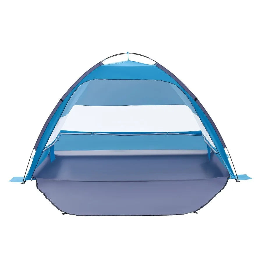 Beach Tent Sun Shelter for 4 Person UPF 50+ Protection Portable Sun Shade Canopy with Carrying Bag Sand Pockets Lightweight and