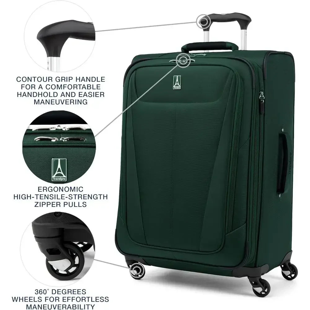 2-Piece Expandable Luggage Set with 4 Spinner Wheels, Lightweight Suitcase, Unisex, Forest Green