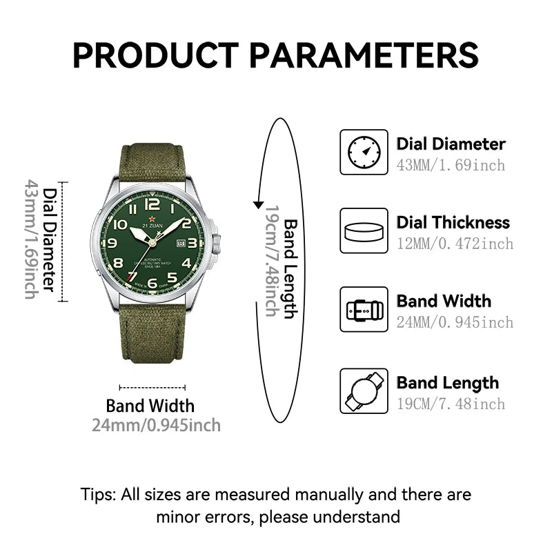 Seagull Luxury Bracelet Military Men Watch Automatic Mechanical Watches For Men Wear Resistant Leather Strap Luminous Clock 581