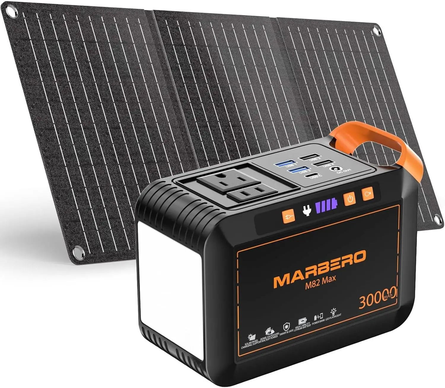 111Wh Portable Solar Generator with 30W Panel & AC Outlet, Ideal for Camping, Outdoor Adventures, and Emergency Power