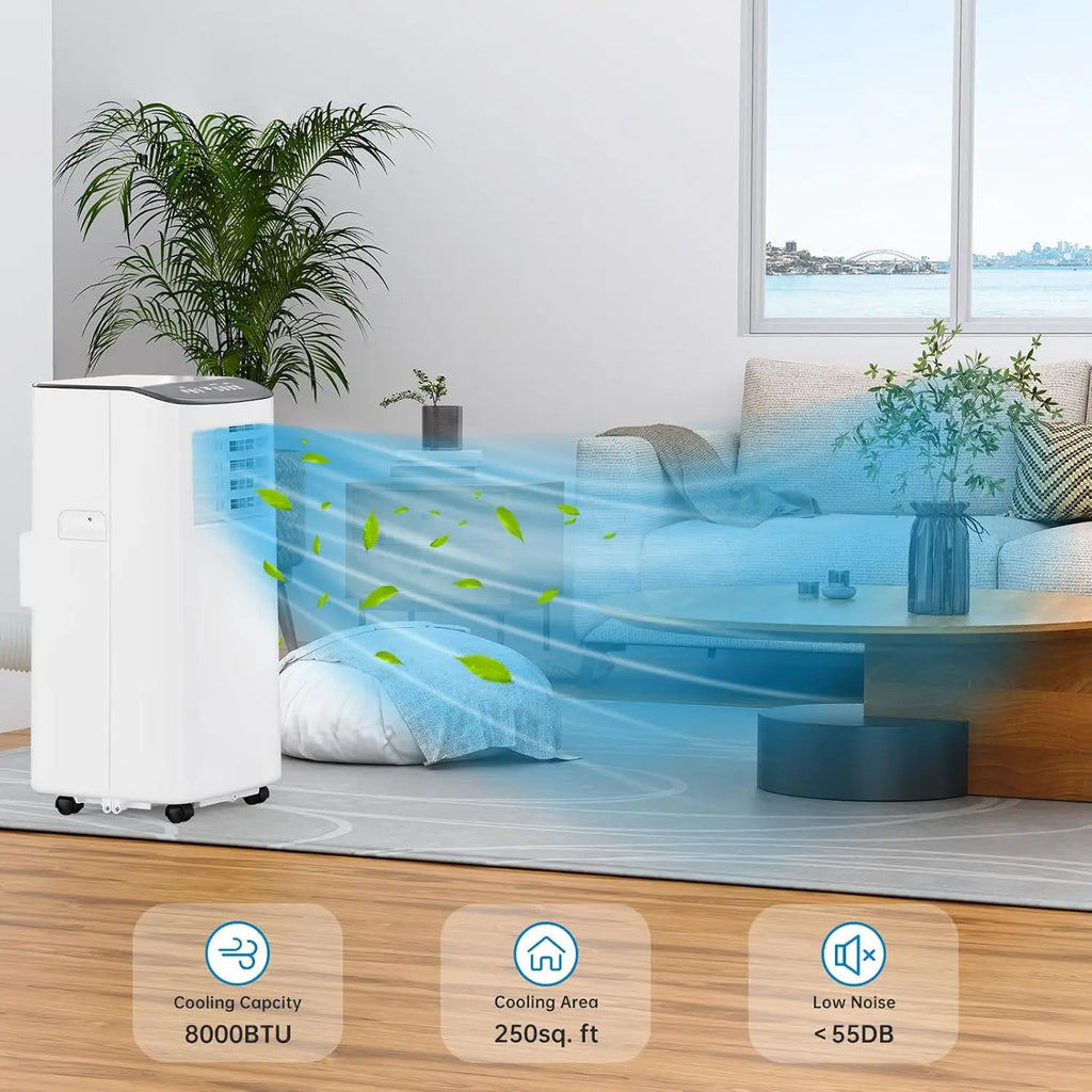 8,000 BTU Portable Air Conditioner Cools Up to 350 Sq.ft, 3-IN-1 Energy Efficient Portable AC Unit with Dehumidifier Fan Modes