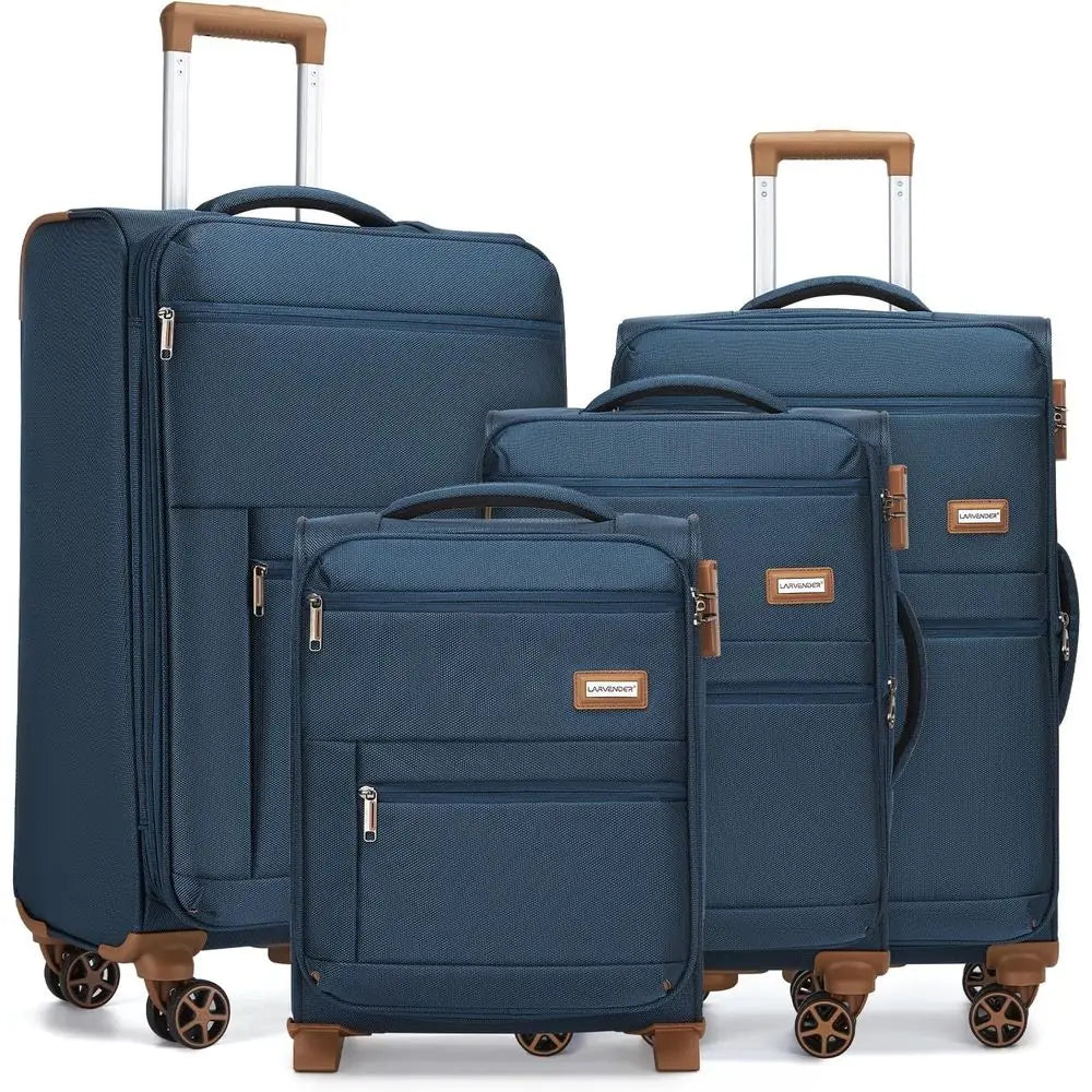 4-Piece Spinner Luggage Set with 360° Wheels - Carry-On Suitcases (28/24/20/18) Navy Blue